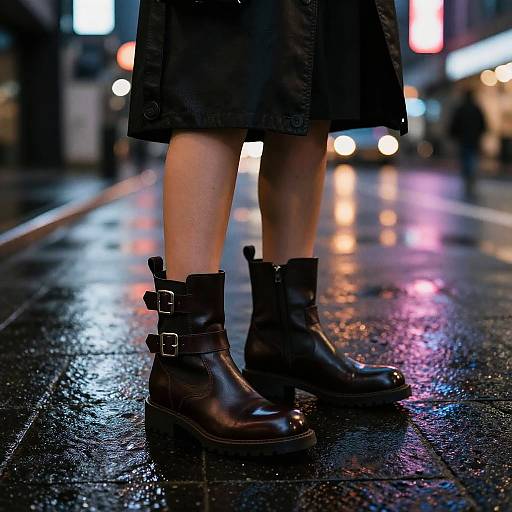 Sleek Urban Leather Boots at Night