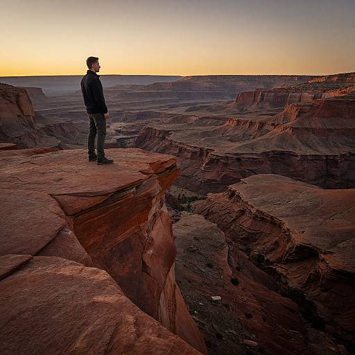 Solitary Man at Rugged Precipice