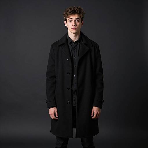 Young Man in Black Coat Portrait