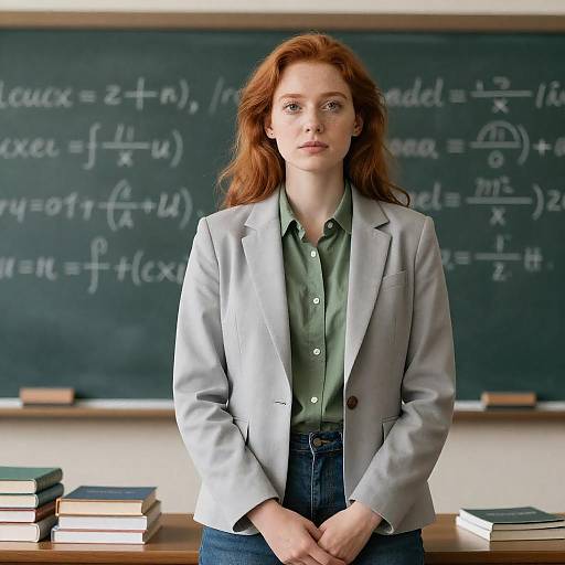 Red-Haired Woman in Classroom Setting