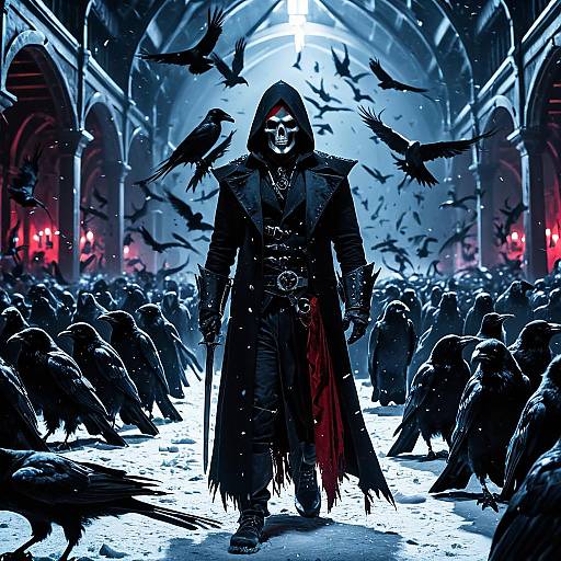 Gothic Reaper Surrounded by Ravens
