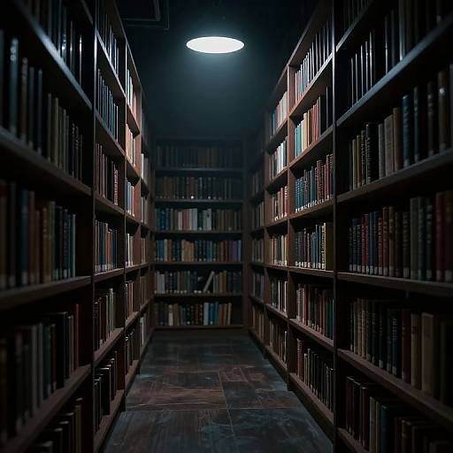 Cyberpunk Library with Sentient Shelves