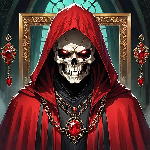 Mystical Hooded Figure in Red Cloak