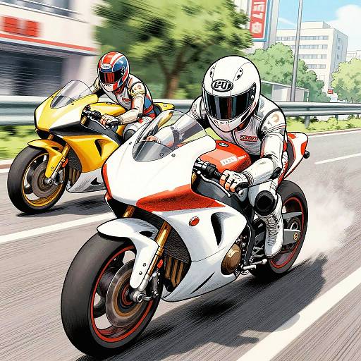 Dynamic High-Speed Racing Manga Scene