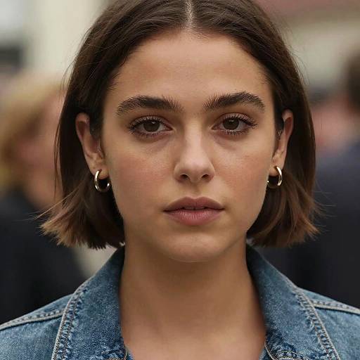 Young Woman with Brown Hair and Denim Jacket