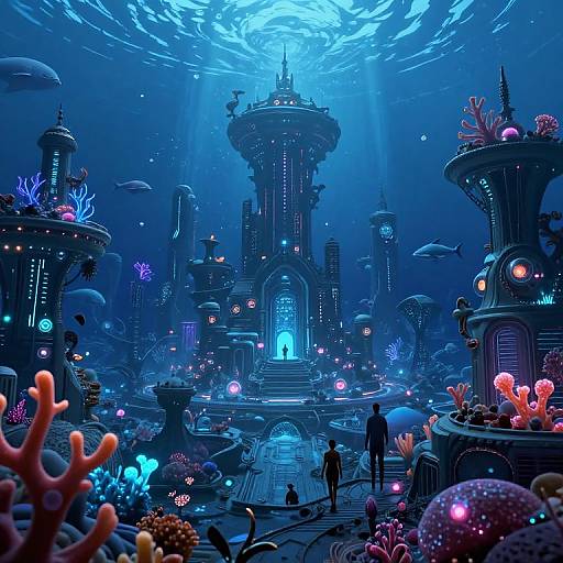 Surreal Futuristic Underwater Cityscape