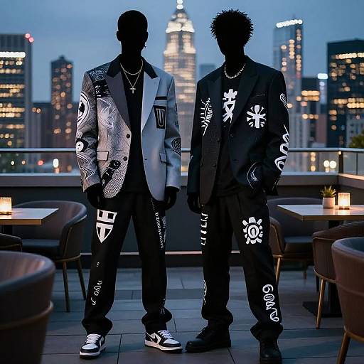 Streetwear Suits on Rooftop Silhouette