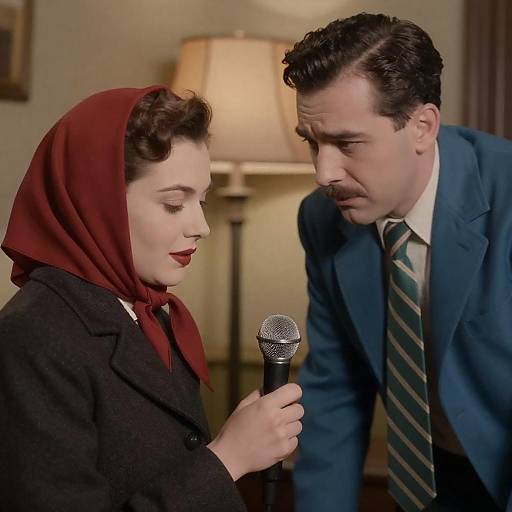 1940s Couple with Microphone Moment