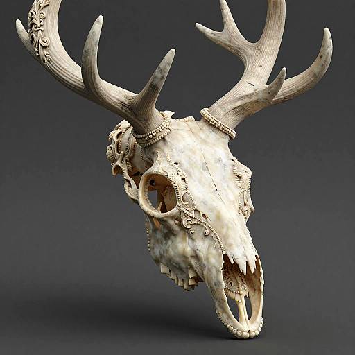 Carved Neoclassical Stag Skull Sculpture