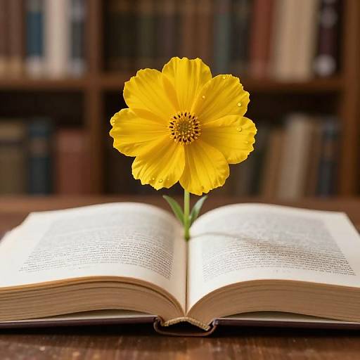 Yellow Flower Blooming from Book