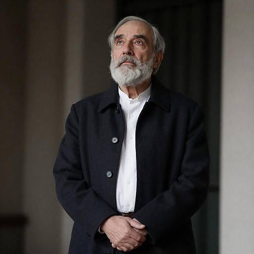 Thoughtful Older Man in Dark Coat