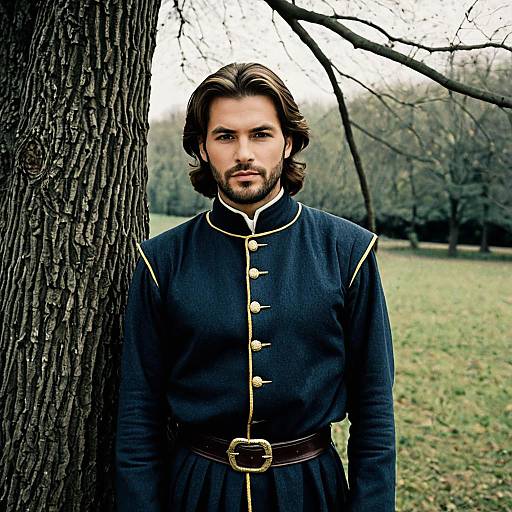 Man in Traditional European Costume Outdoors