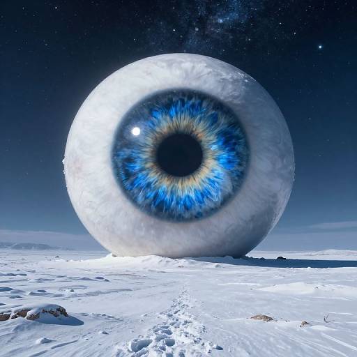Colossal Cosmic Eye Over Snowy Landscape