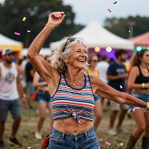 Joyful Elderly Woman Dancing Festival