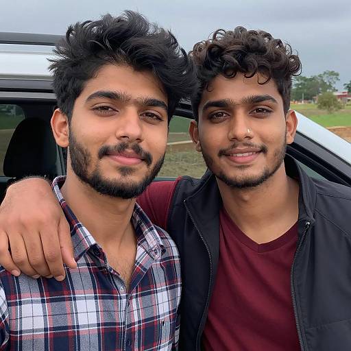 Boys' Outdoor Selfie with Car