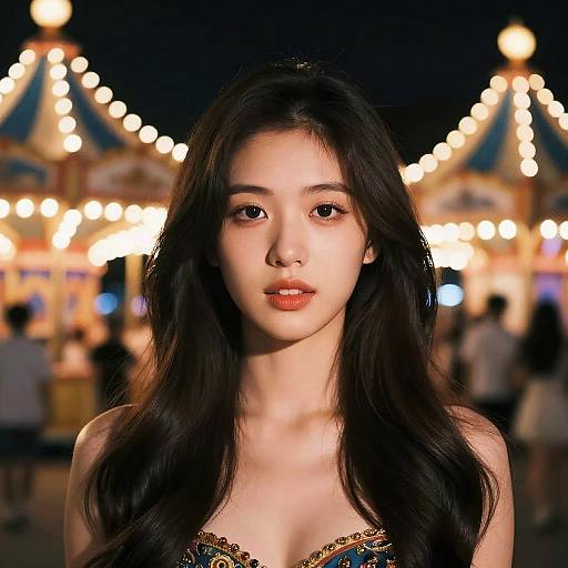 Young Woman at Night Carnival