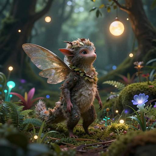 Whimsical Forest Creature with Bioluminescence