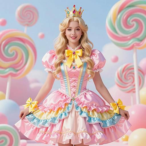 Candyland Princess in Colorful Costume