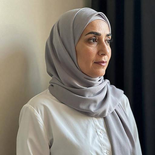 Profile of a Middle-Aged Woman in Hijab