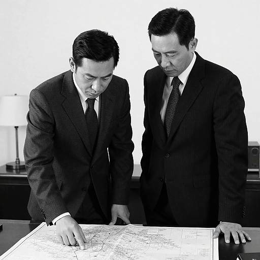 Men in Suits Analyzing a Map