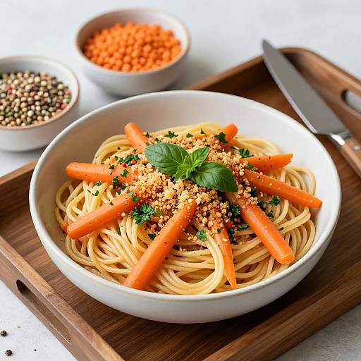 Wholesome Spaghetti with Veggie Toppings