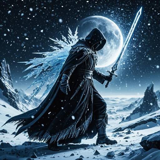 Crystal Blade Sentinel in Moonlit Snow