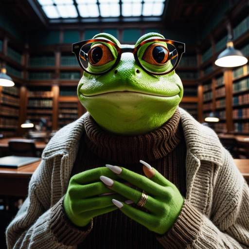 Anthropomorphic Frog Librarian in Library