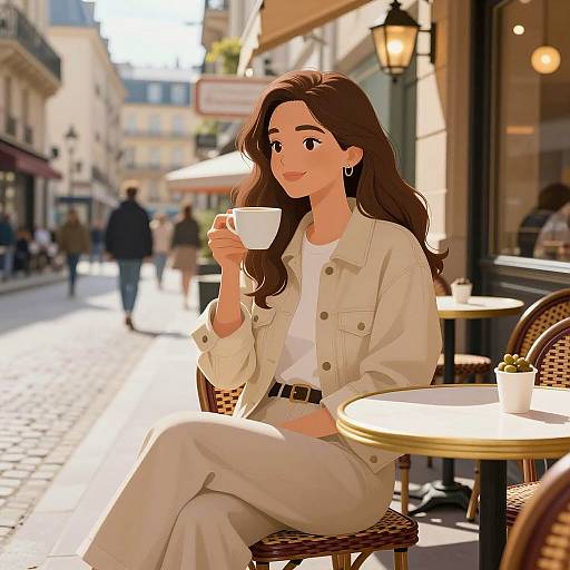 Cheerful Café Scene in Paris