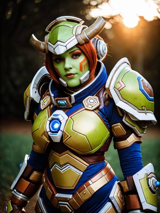 Woman in Realistic Orisa Cosplay Costume