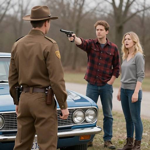 Dramatic Outdoor Standoff Scene