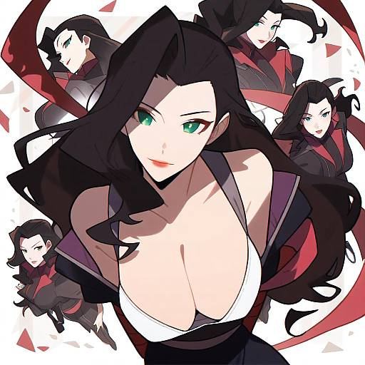 Illustration of Asami sato, avatar legends in the style of Shigetake (buroira)