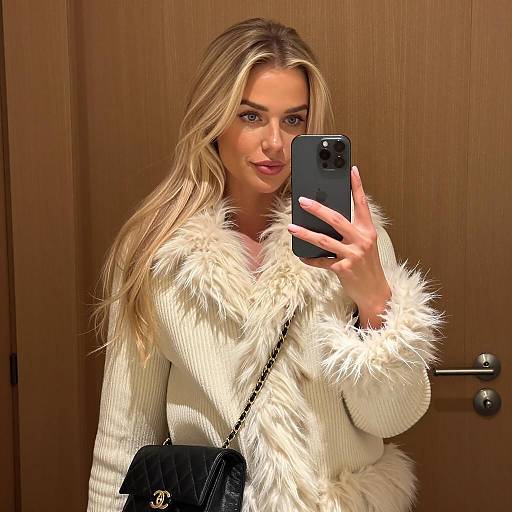 Blonde Woman Mirror Selfie with Style