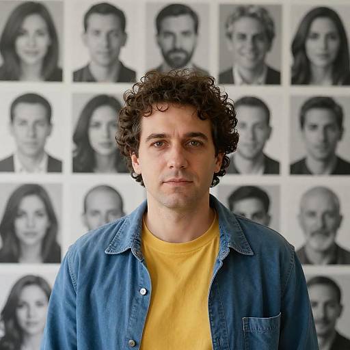 Middle-Aged Man Among Headshots