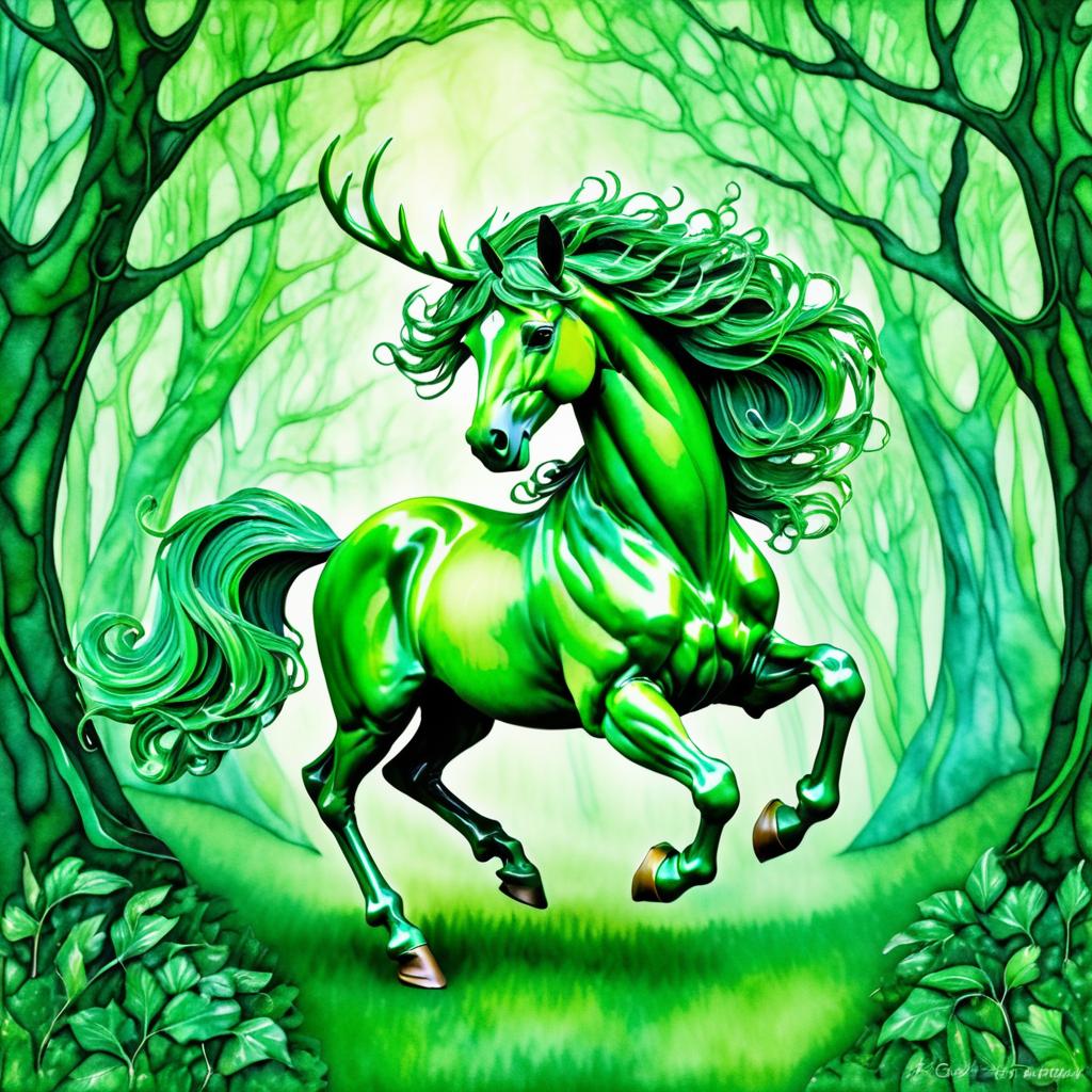 Magical Dancing Green Centaur in Glade