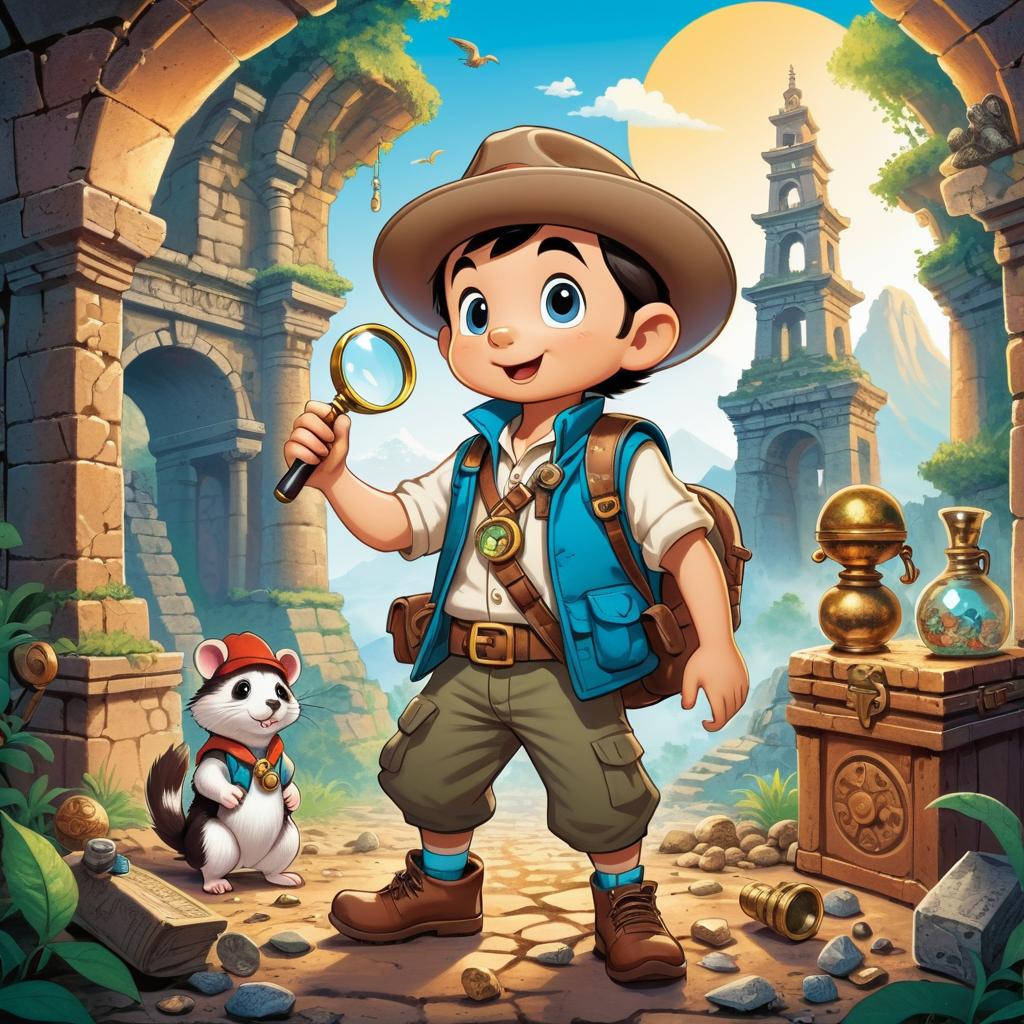 Adventurous Treasure Hunter in Ancient Ruins