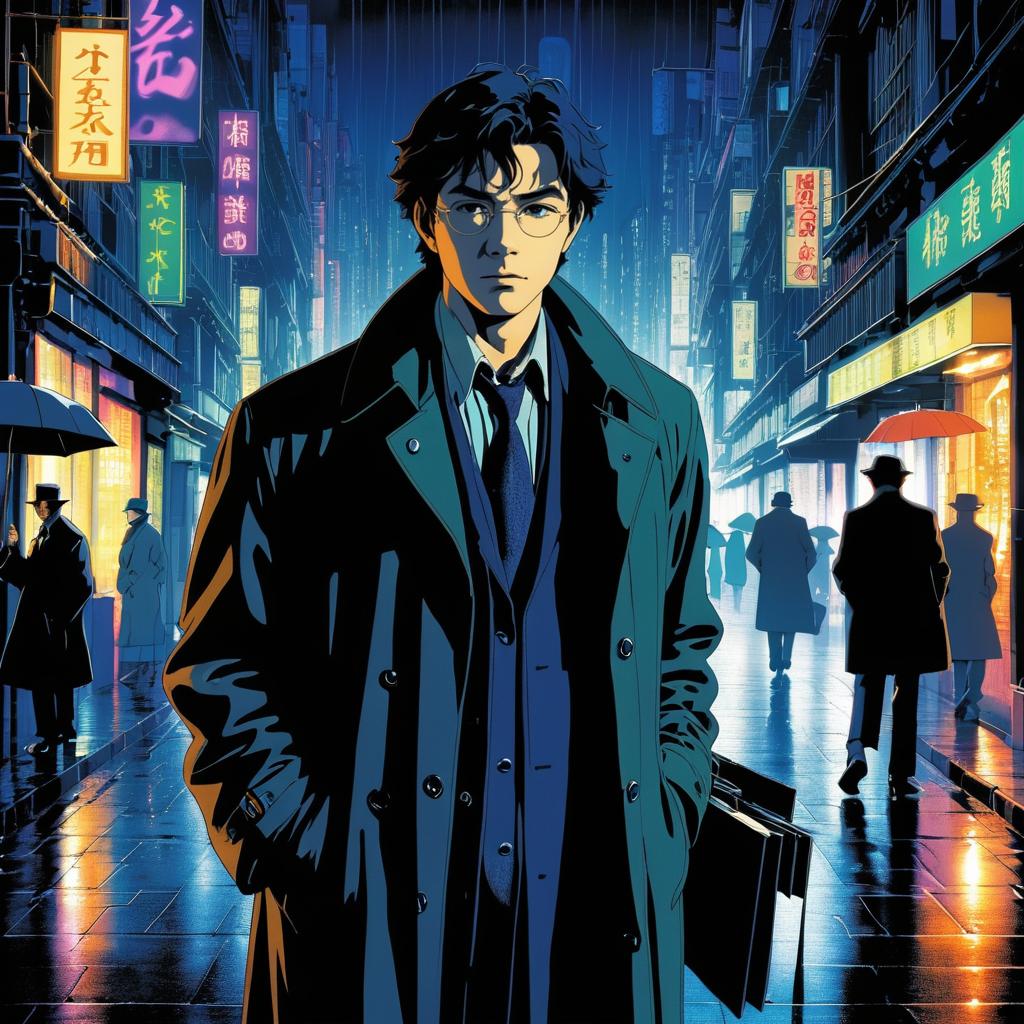 Noir Detective in Neon Rain