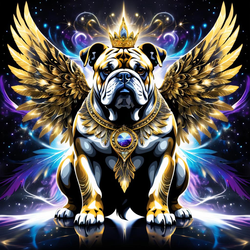 Celestial Bulldog with Radiant Wings