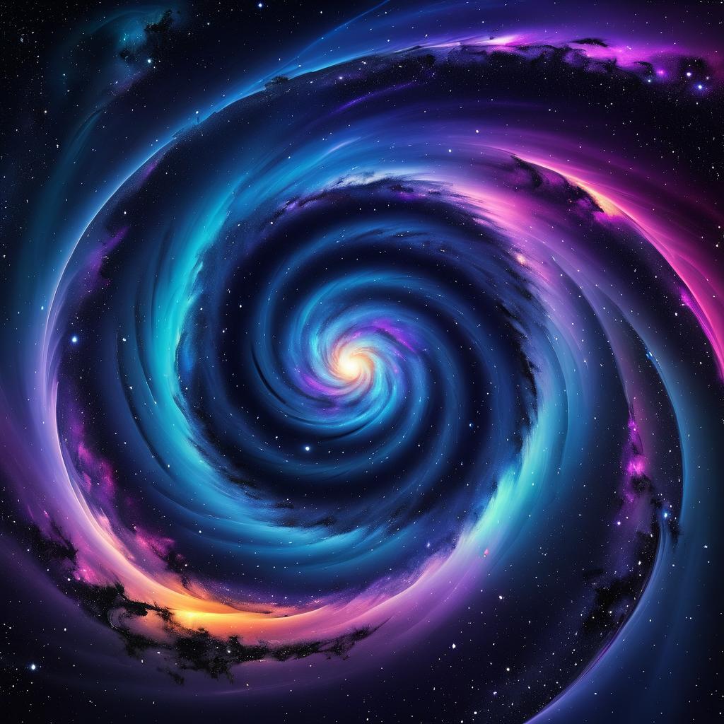 Vibrant Abstract Galaxy with Black Hole