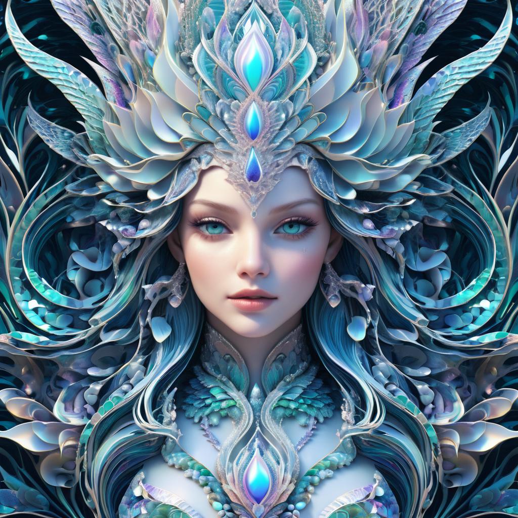 Intricate Seashell Mermaid Portrait Artwork