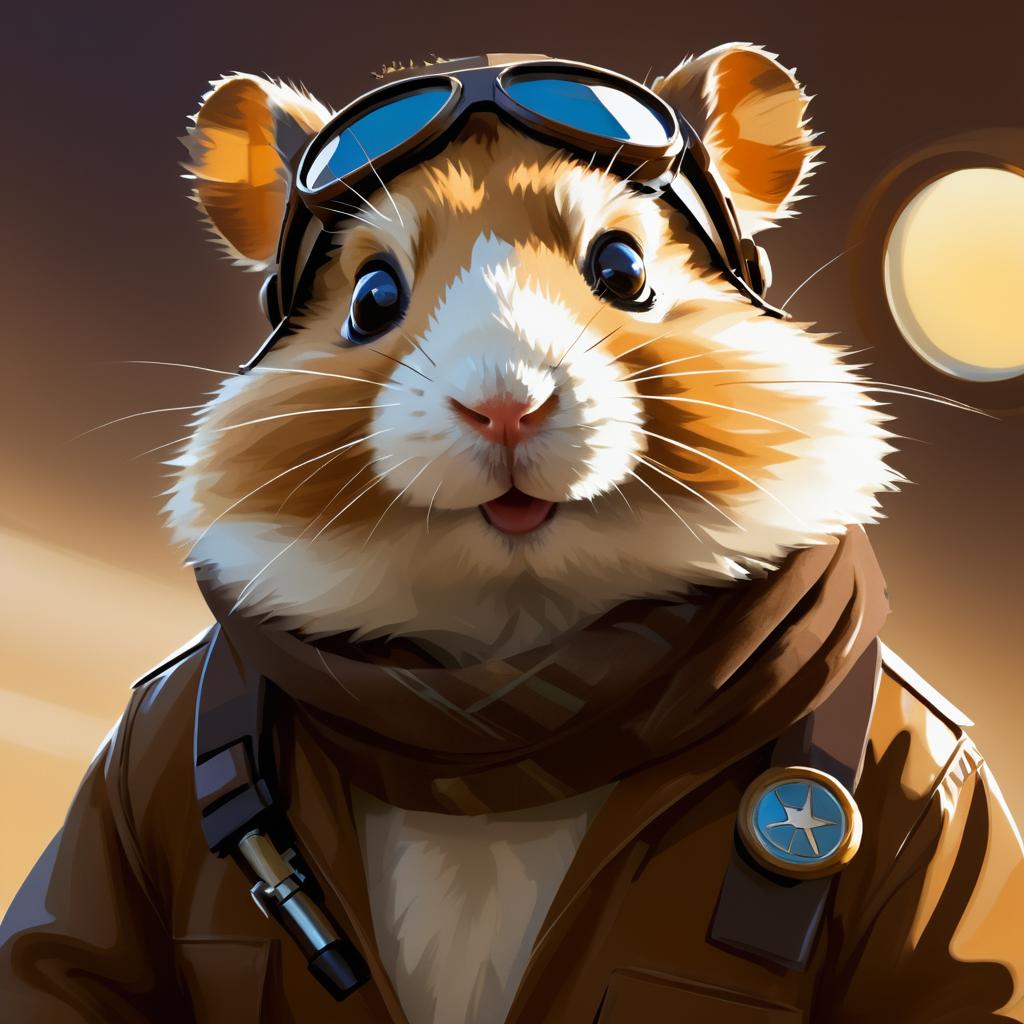 Dramatic Hamster Pilot Portrait Illustration