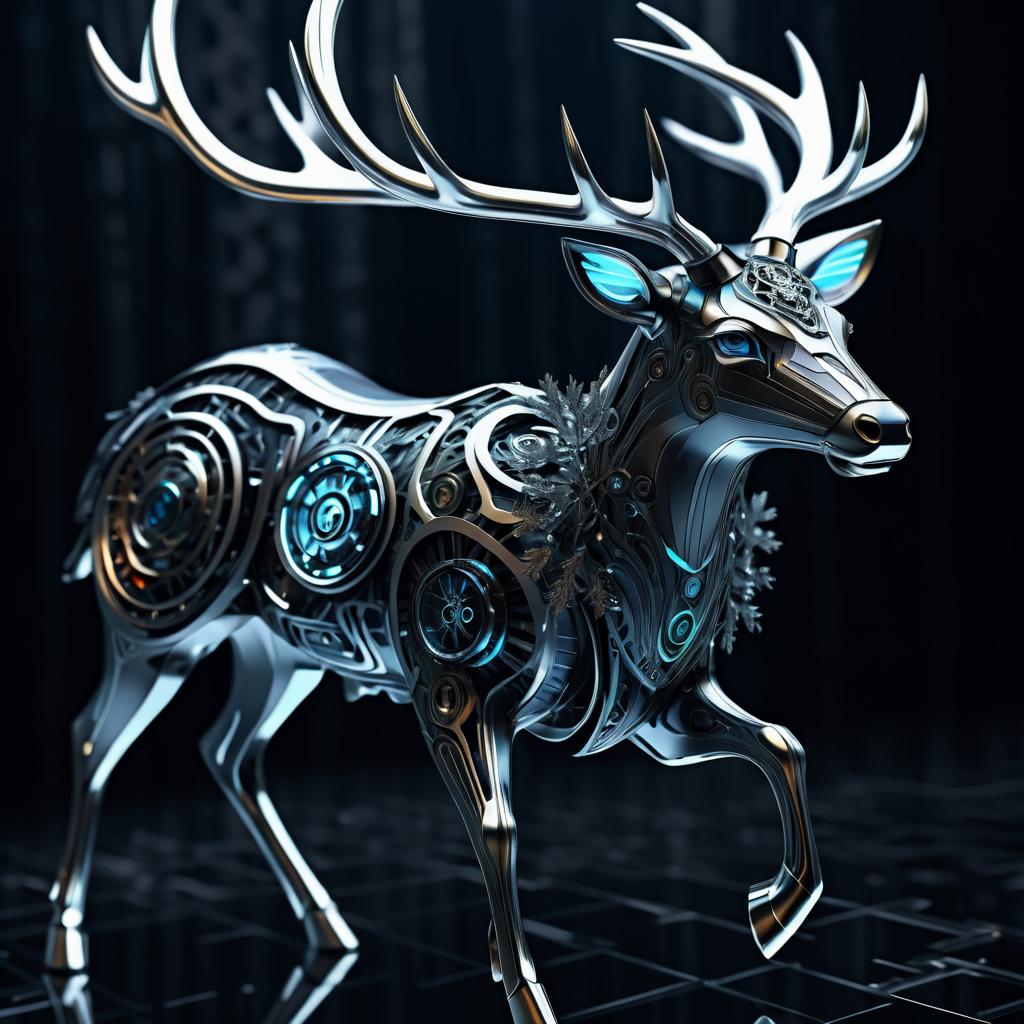 Futuristic Cyberpunk Android Deer Design