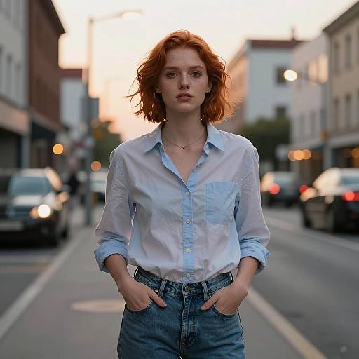 Confident Woman in Urban Golden Hour
