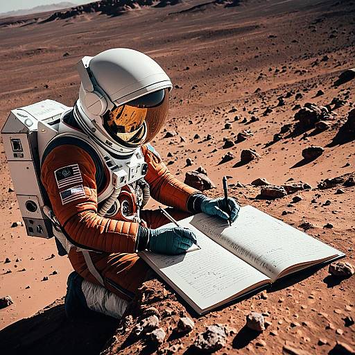Astronaut Writing on Mars