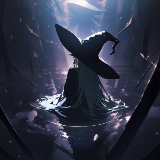 Enchanting Witch with Long Hair Reflection