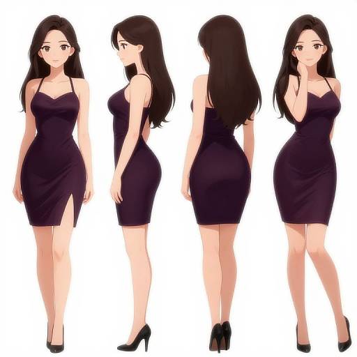 Anime Female in Party Dress Poses