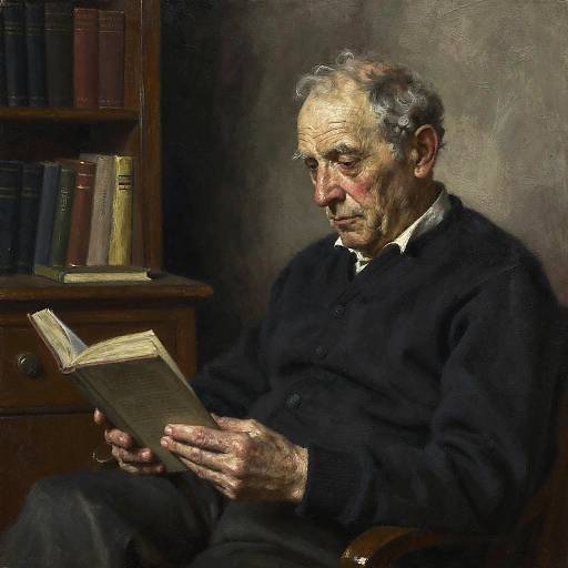 Photorealistic Charcoal of Elderly Reader