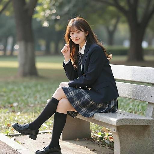 Sunlit Portrait of a Young Japanese Woman