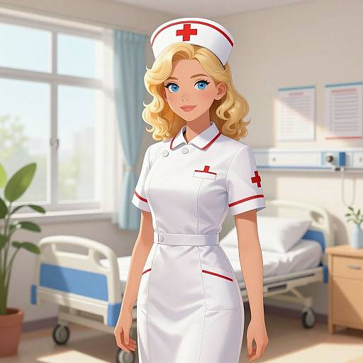 Confident Female Nurse in Bright Hospital