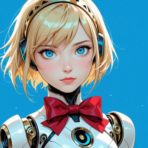 Blonde Android Girl with Red Bowtie
