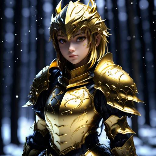 Female Warrior in Ornate Golden Armor